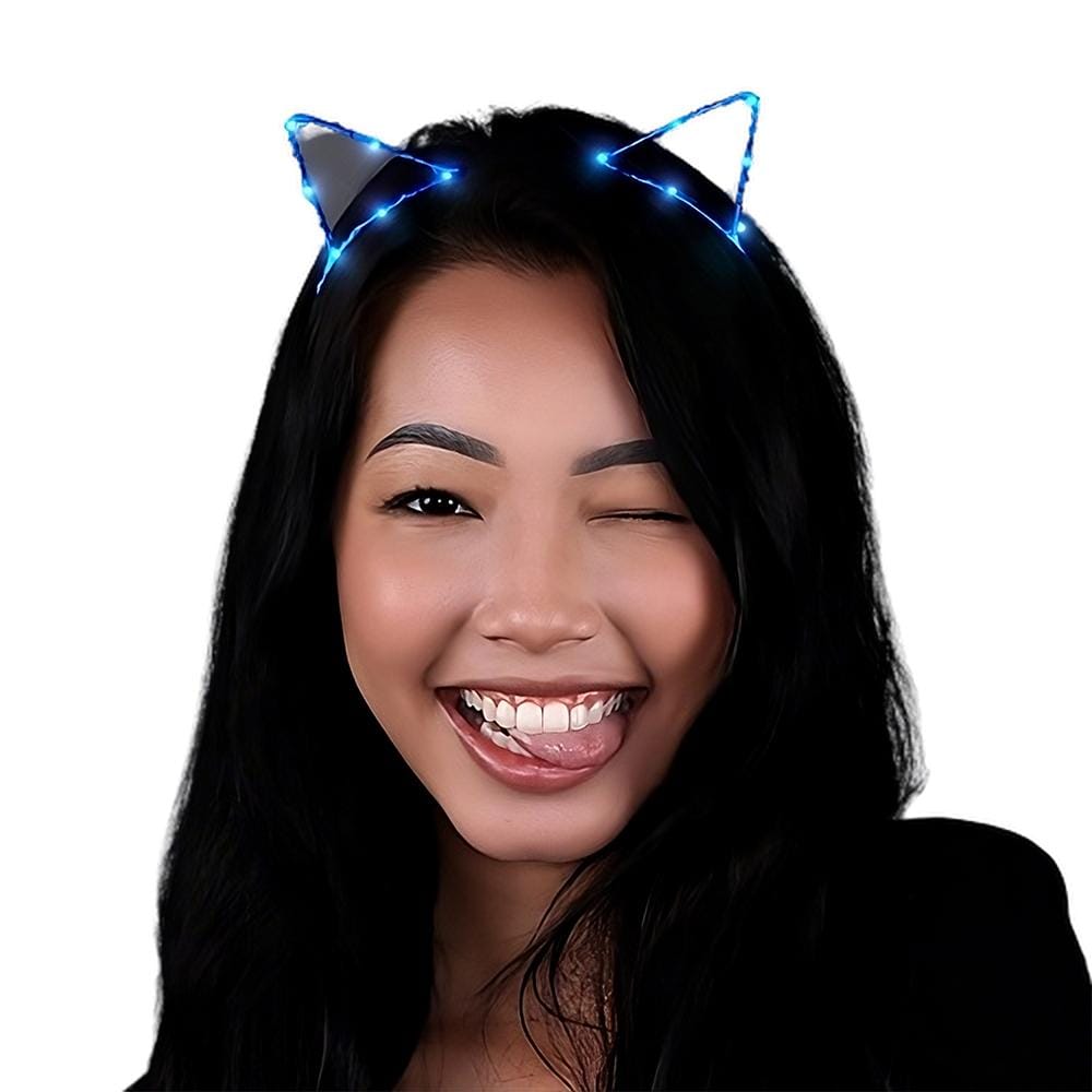 Blue LED Kitty Cat Ear Headband